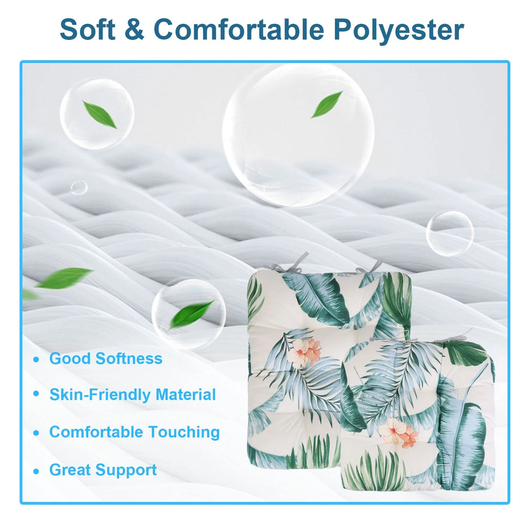 Grey Green Leaf Polyester Rocking Chair Cushion X40371