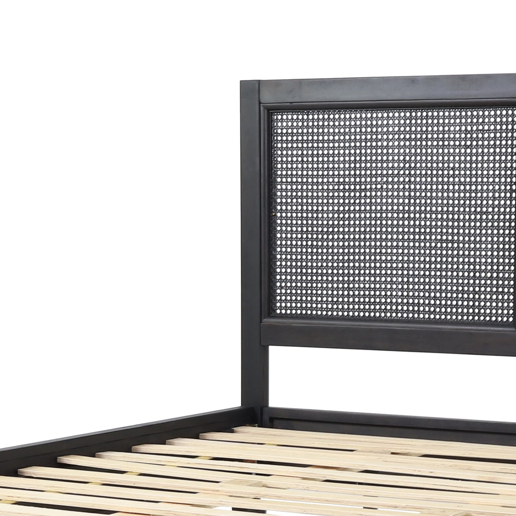 Acacia Wood and Rattan Queen Bed L424