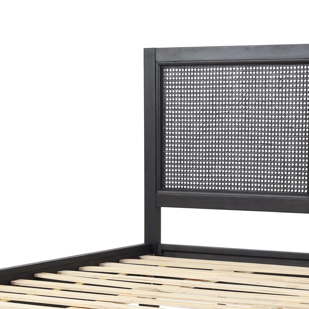 Acacia Wood and Rattan Queen Bed L424