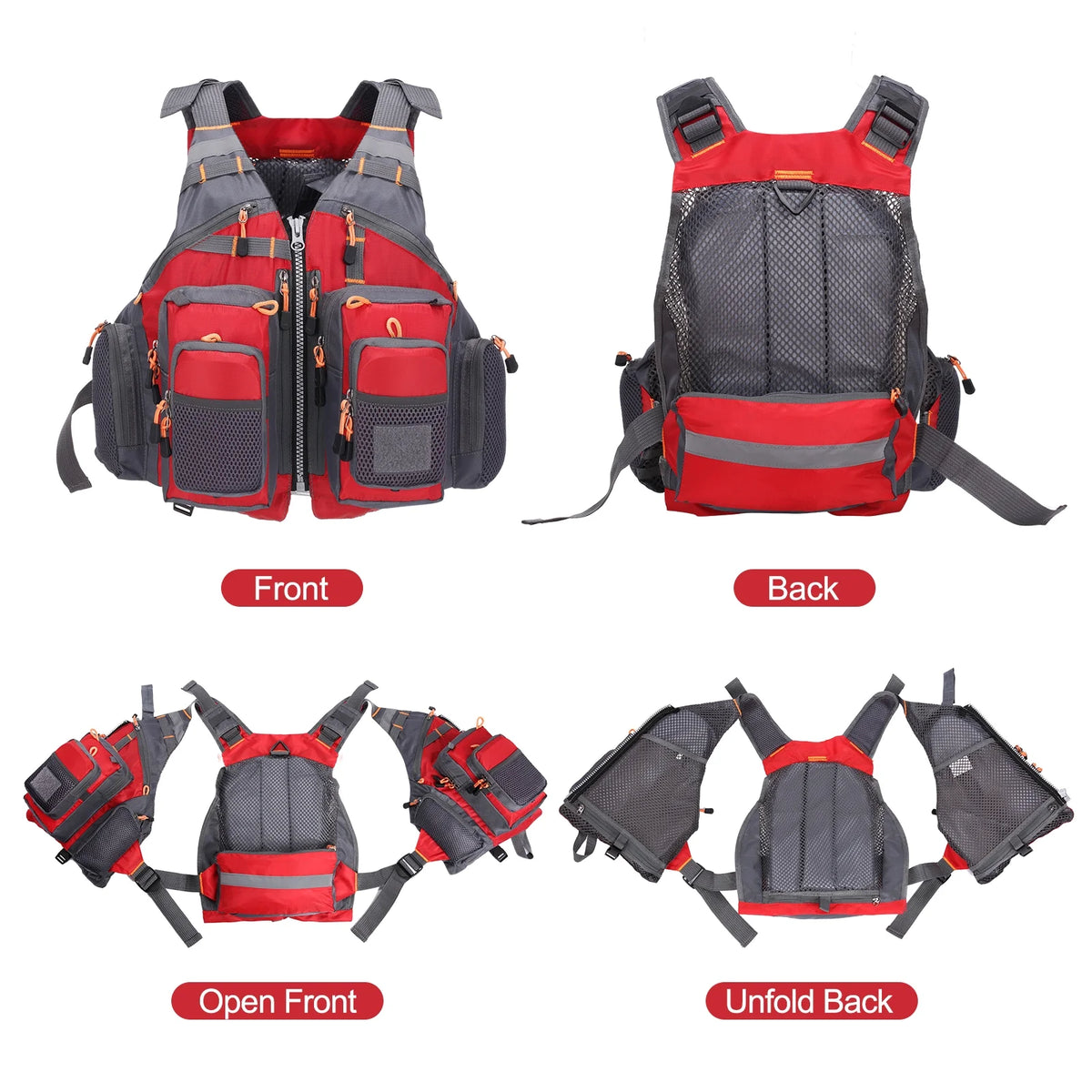209lb Breathable Padded Polyester Mesh Fishing Life Vest V292054