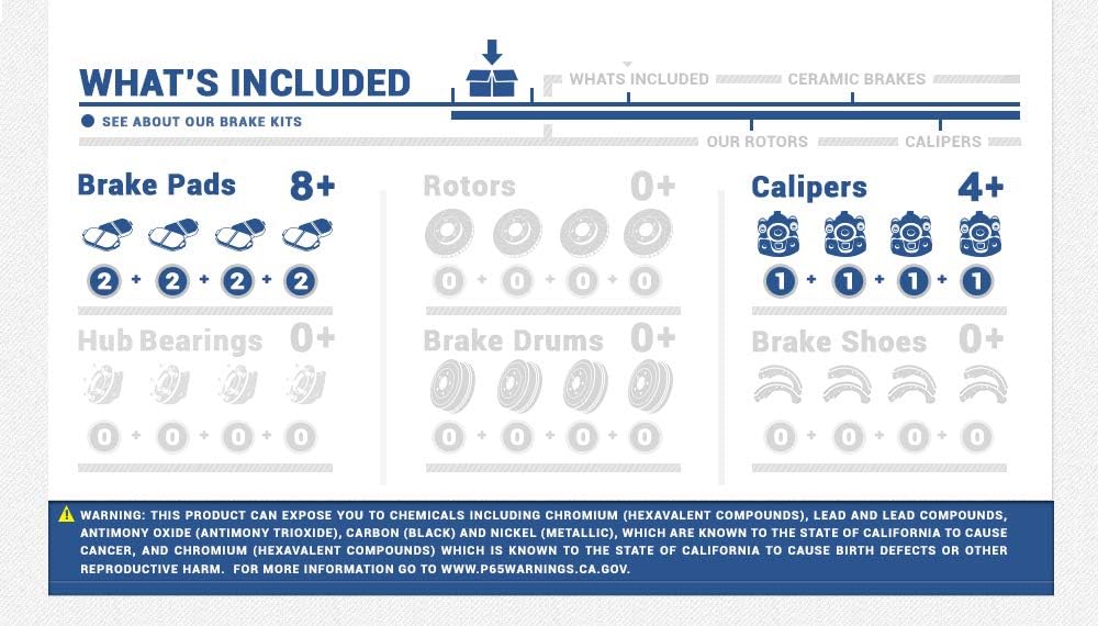 FRONT + REAR [4] Loaded OE Calipers + Ceramic Brake Pads Kit J85198