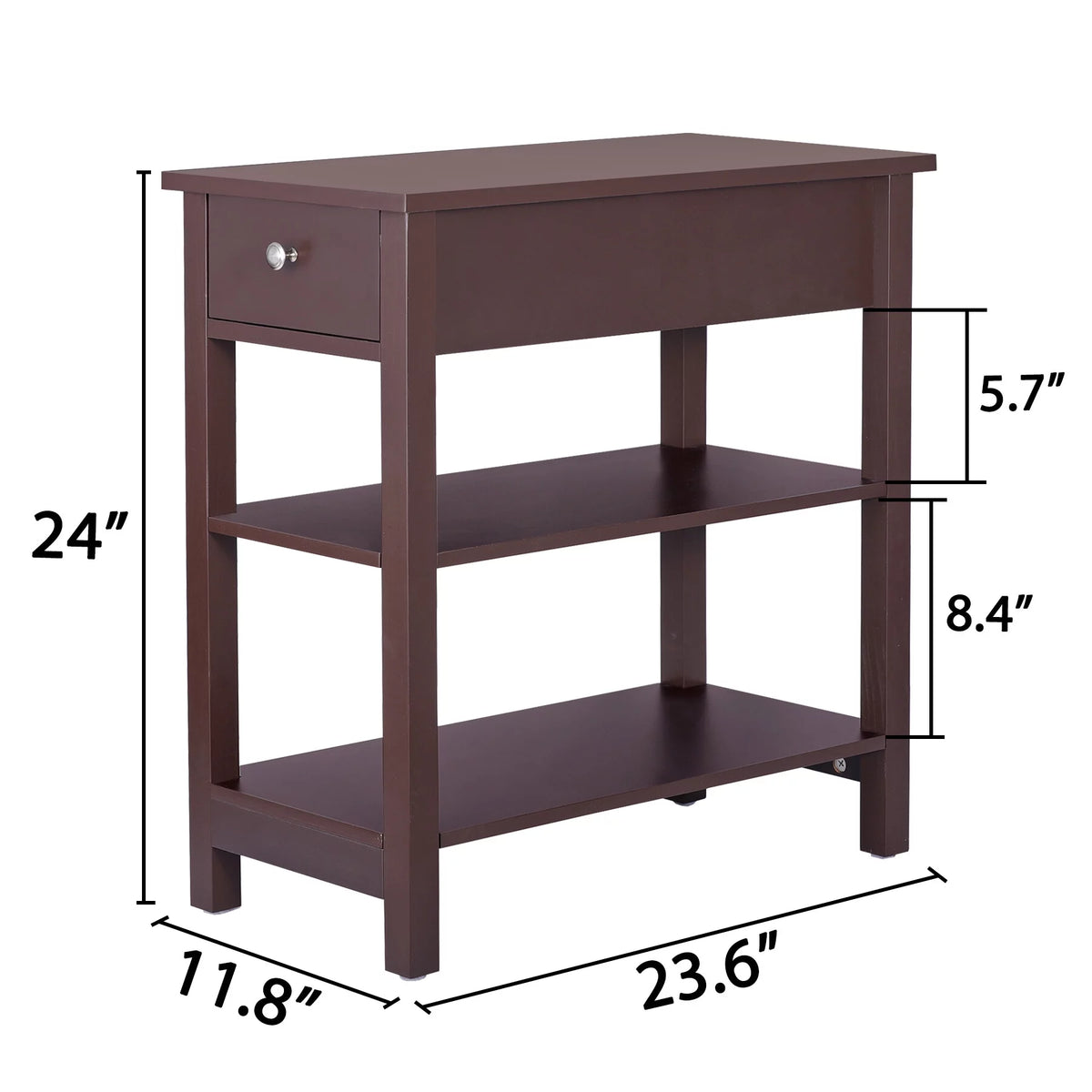 2 Pack 3-Tier Narrow MDF End Table with Drawer & Storage Shelf G614938