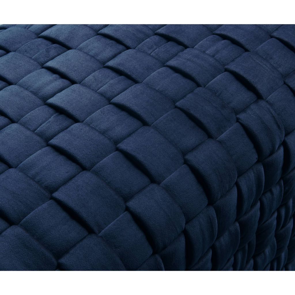Navy Gold Velvet Cube Ottoman Y8526