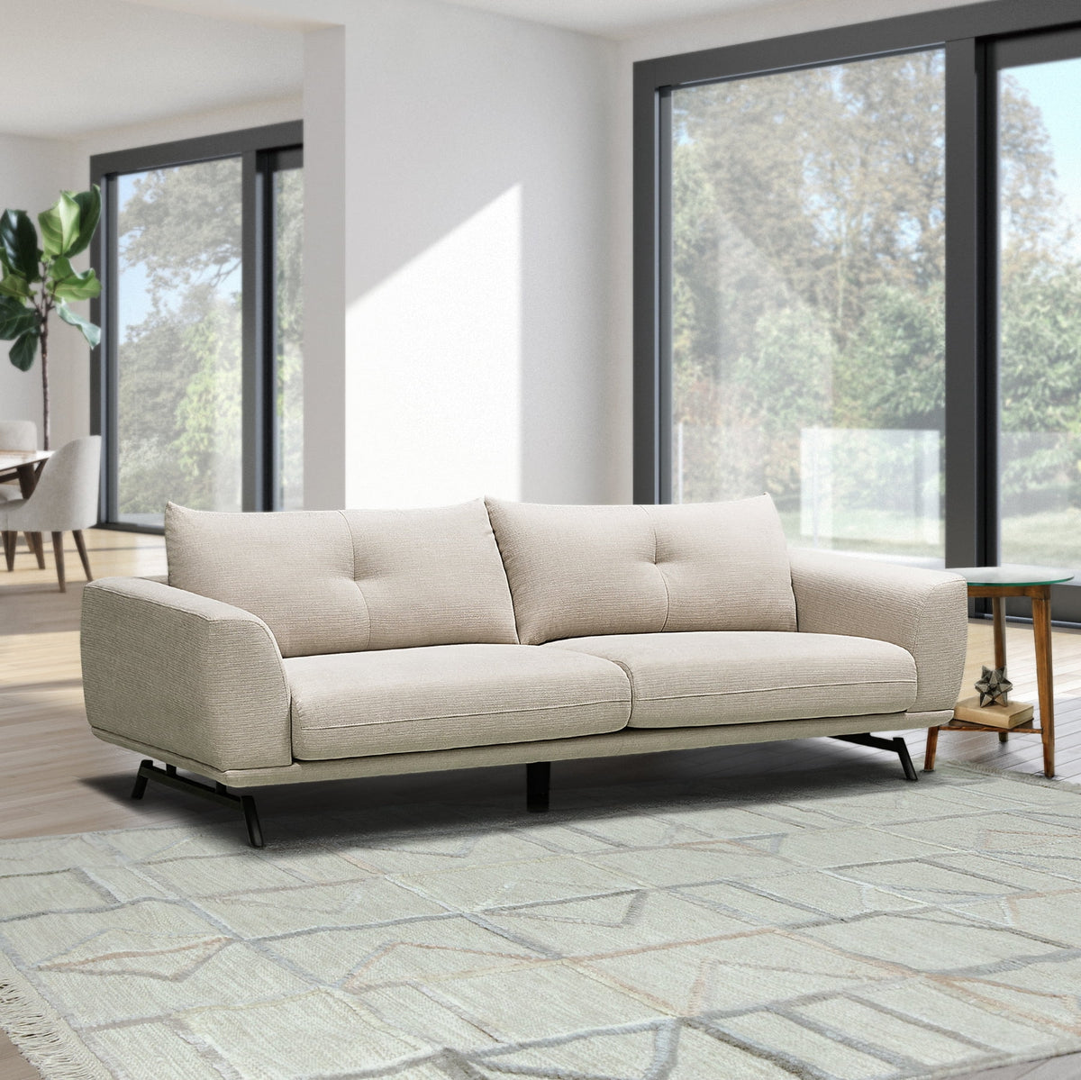 Cream 3-pc Fabric Sofa and 2 Chairs Set E598
