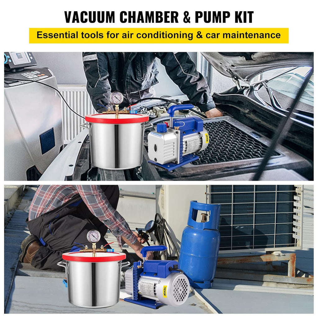 Vacuum Chamber Kit with Pump, 4CFM 1/3HP, 2 Gallon C513846