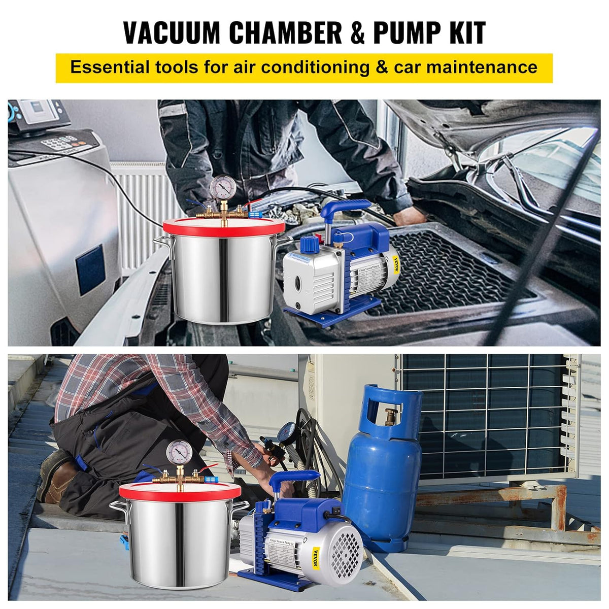 Vacuum Chamber Kit with Pump, 4CFM 1/3HP, 2 Gallon C513846