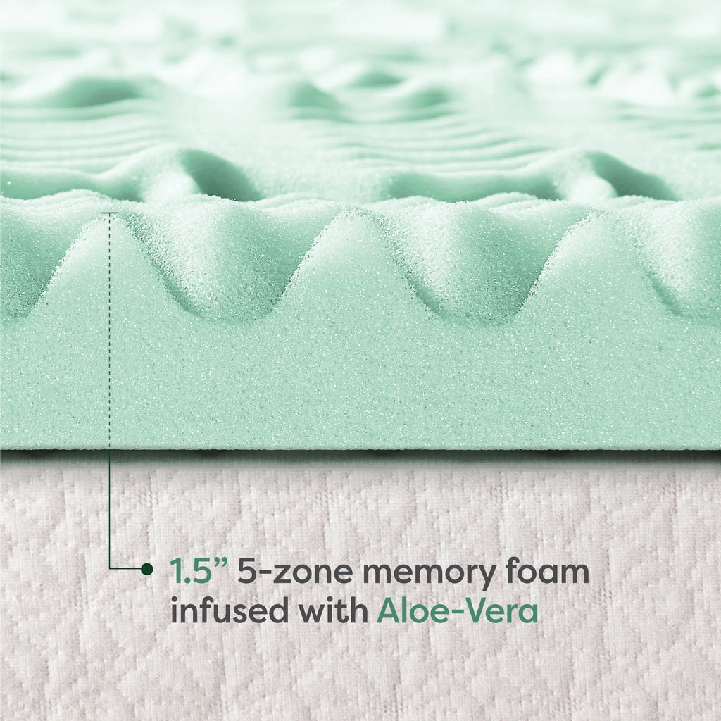 Queen 1.5" 5-Zone Memory Foam Mattress Topper with Aloe Infusion X44483