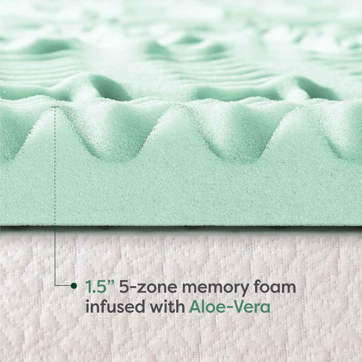 Queen 1.5" 5-Zone Memory Foam Mattress Topper with Aloe Infusion X44483