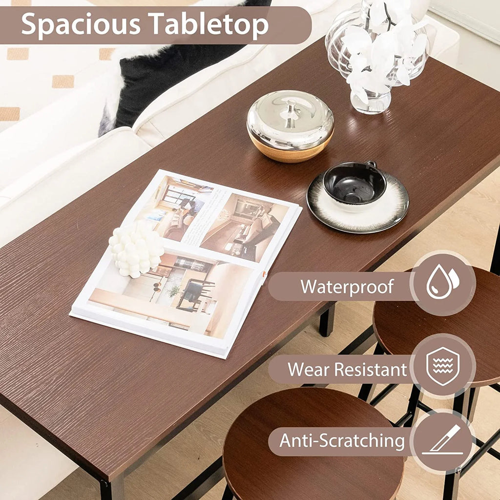 3-Piece Counter Height Table Set with 2 Round Stools Black F722474