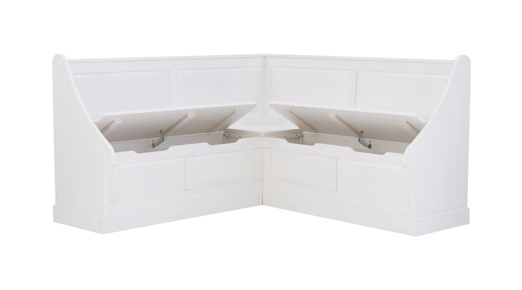 White Wood Corner Dining Bench with Storage H950604