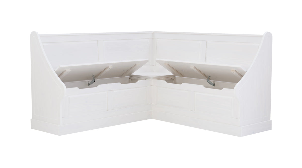 White Wood Corner Dining Bench with Storage H950604