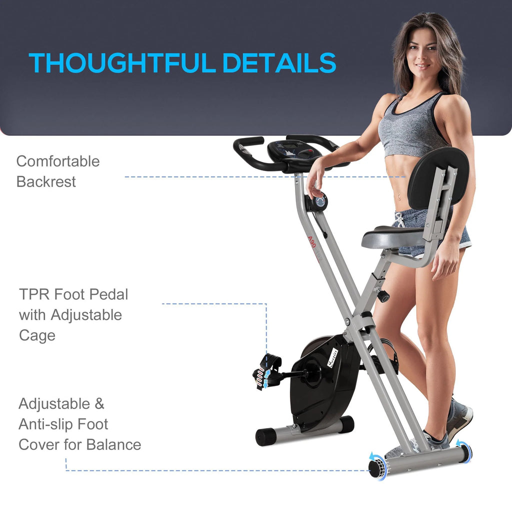 Folding Upright Stationary Indoor Bike with 8 Levels of Magnetic Resistance L143924