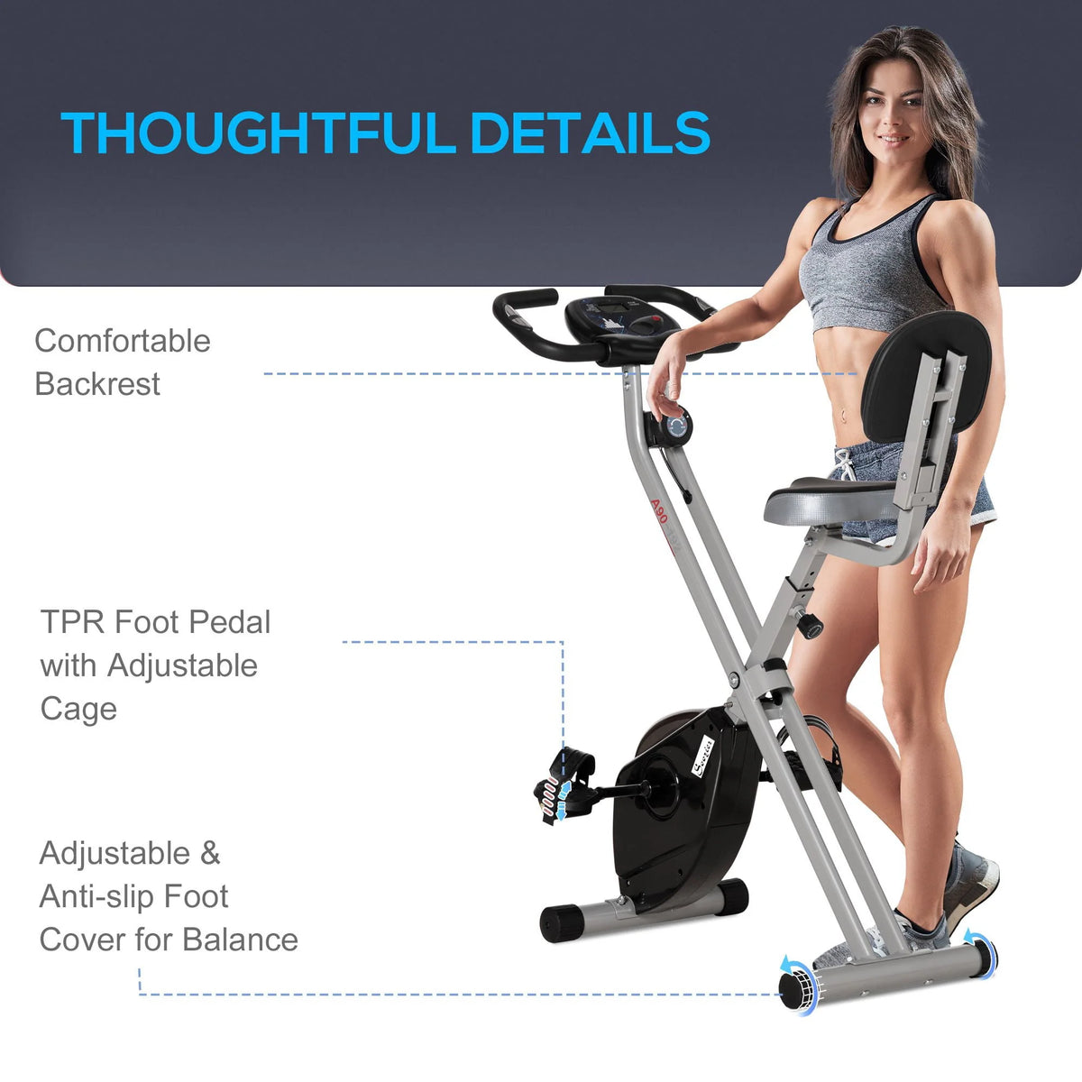 Folding Upright Stationary Indoor Bike with 8 Levels of Magnetic Resistance L143924