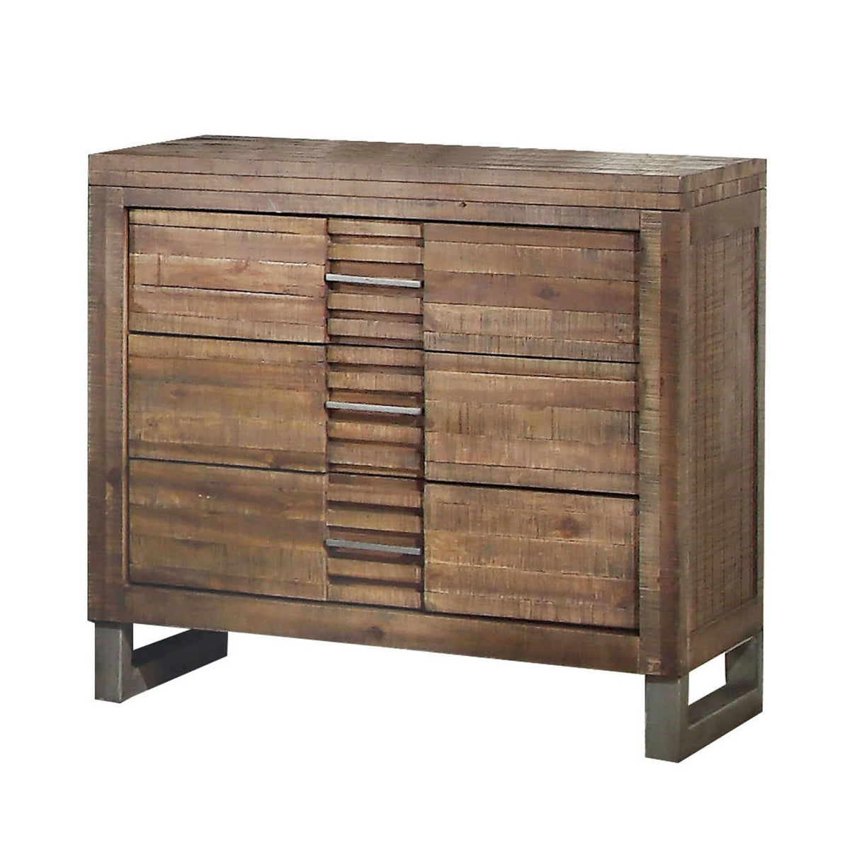 Reclaimed Oak Wood Nightstand with Metal Legs X972